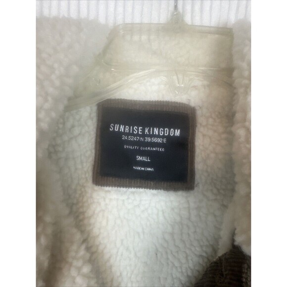 Brown Corduroy With White Sherpa Lined Long Sleeve Jacket Men’s Size Small - Picture 2 of 8